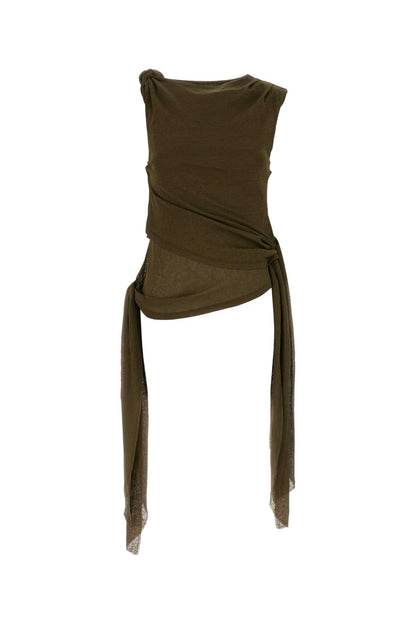 Marl Mesh Tie Knot Tank Top TOPS