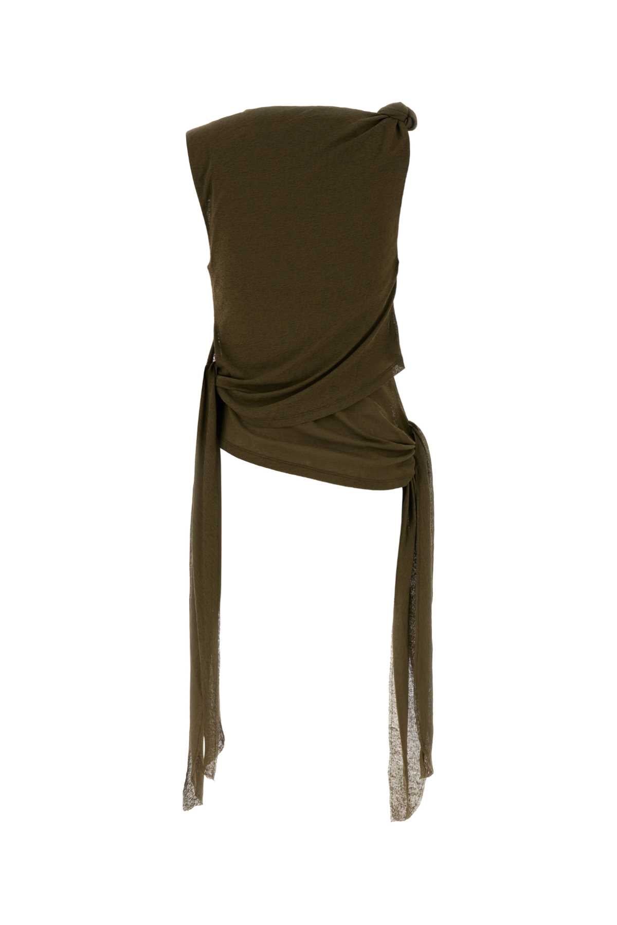 Marl Mesh Tie Knot Tank Top TOPS