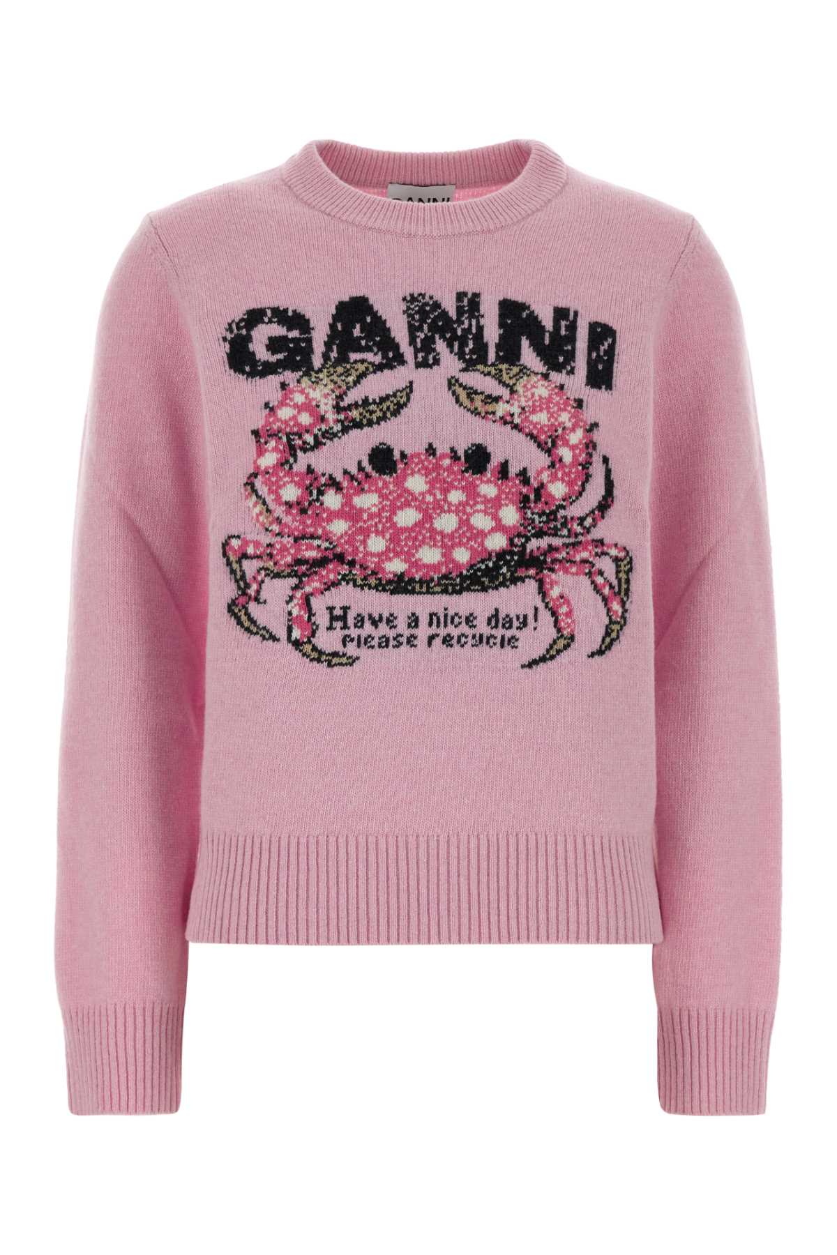 Ganni Graphic wool sweater crab