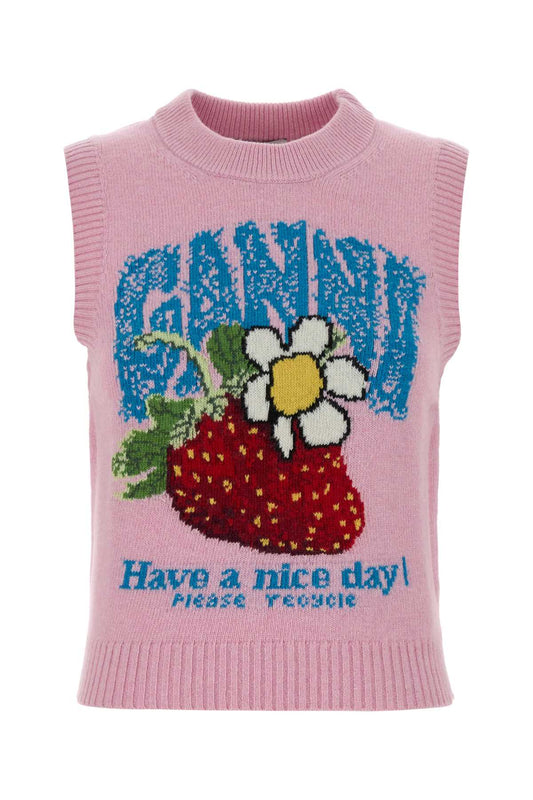 Ganni Graphic wool vest
