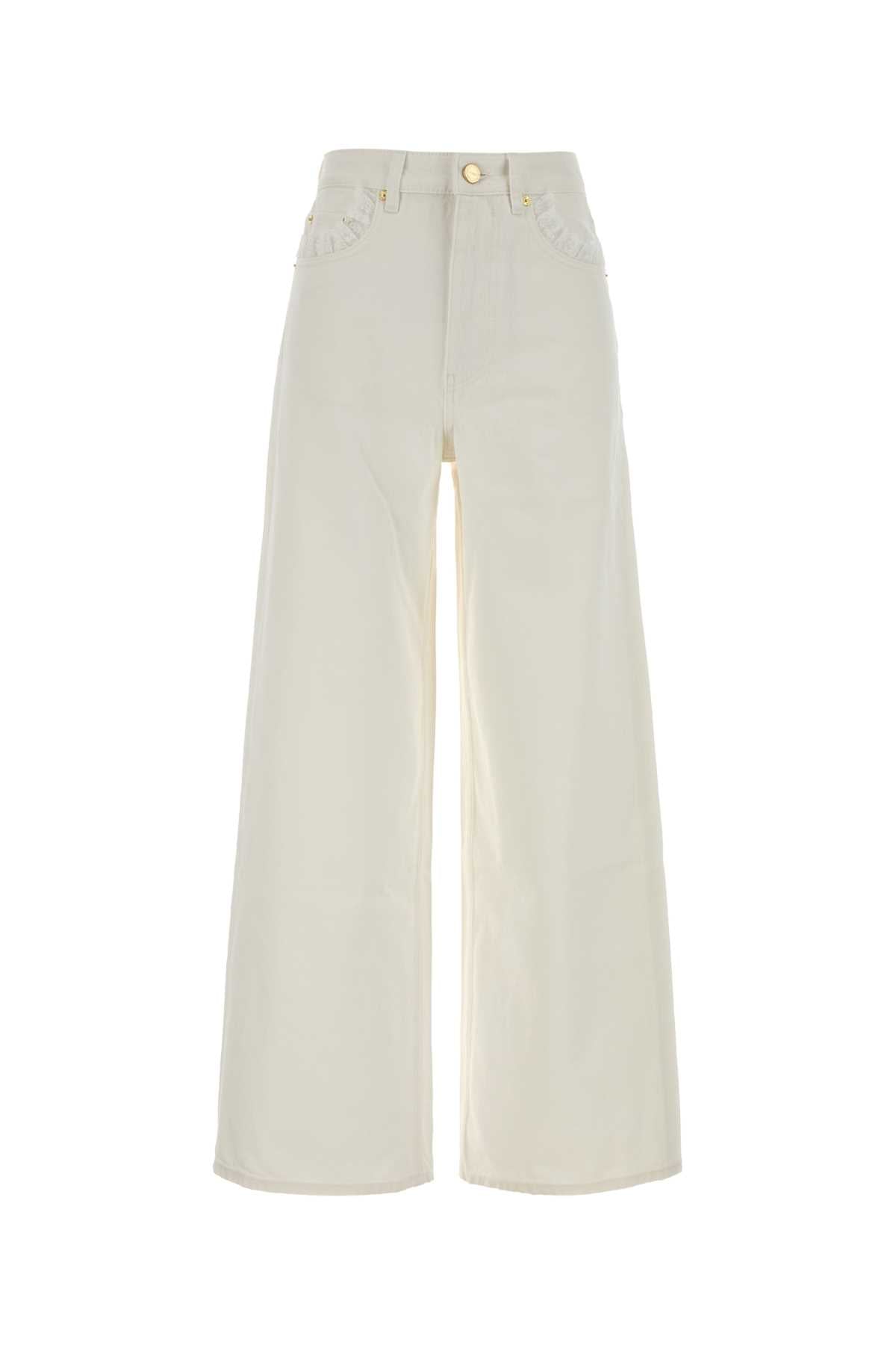 Ganni White denim lari jeans