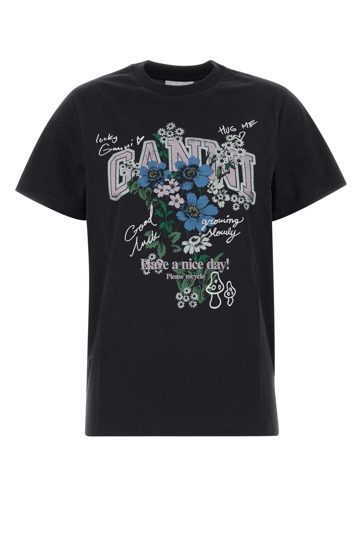 Basic Cotton Relaxed T-shirt Flower Print T-SHIRTS