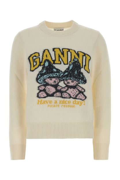 Graphic Wool Sweater Teddy Mushroom KNITWEARS