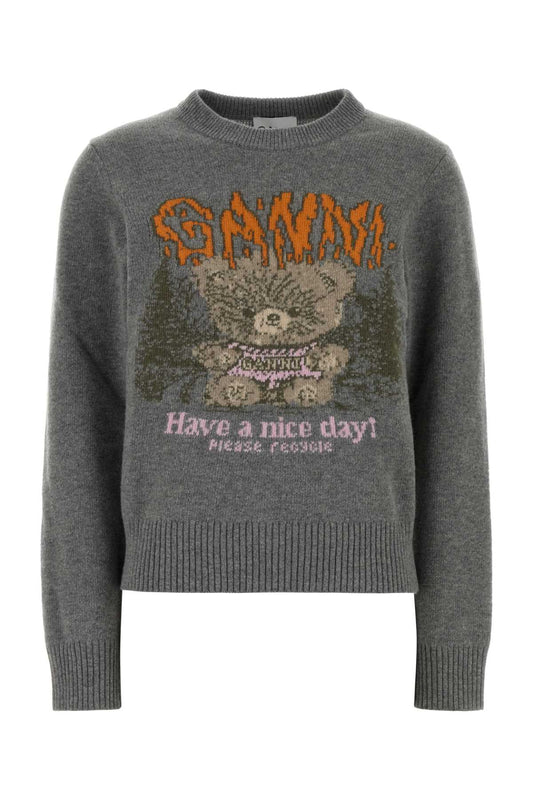 GRAPHIC WOOL SWEATER TEDDY SWEATSHIRTS