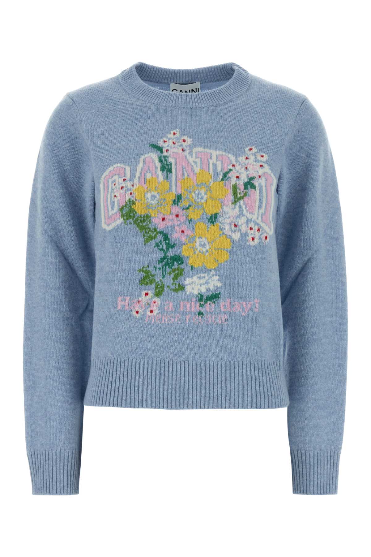 Graphic Wool Sweater Flowers KNITWEARS