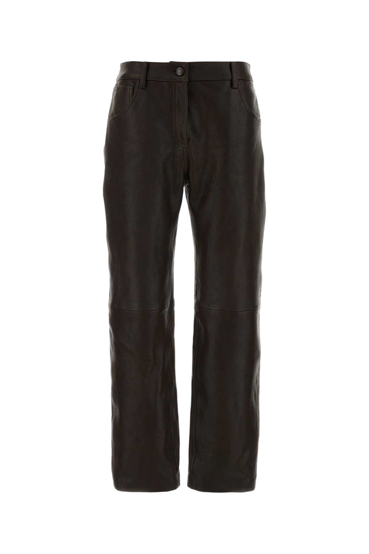 PF26 LEATHER 18 PANTS DARK BROWN PANTS