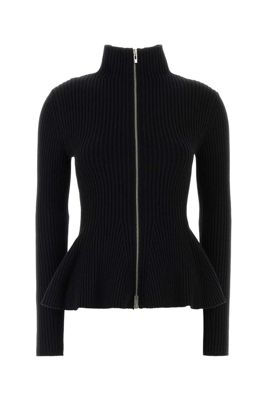 PEPLUM CARDIGAN ENGINEERED RIBS KNITWEARS