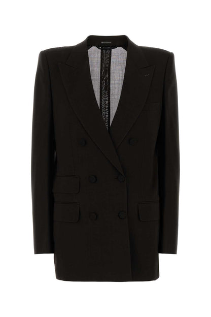 LIGHT VIRGIN WOOL DOUBLE BREASTED JACKET BLAZERS AND VESTS