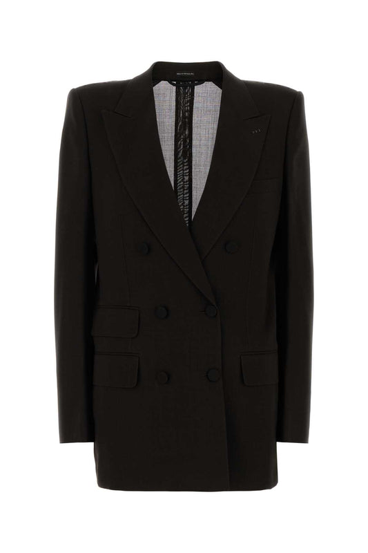 LIGHT VIRGIN WOOL DOUBLE BREASTED JACKET BLAZERS AND VESTS