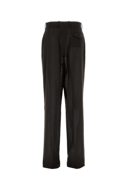 LIGHT VIRGIN WOOL TAILORED WIDE LEG PLEATED STRAIG PANTS