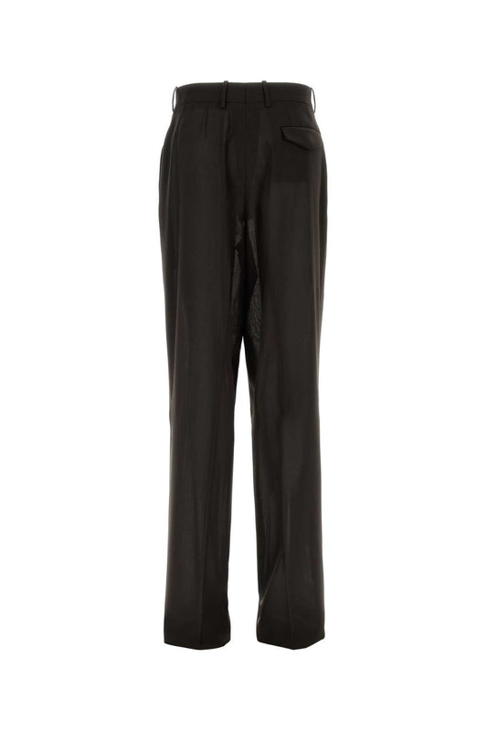LIGHT VIRGIN WOOL TAILORED WIDE LEG PLEATED STRAIG PANTS