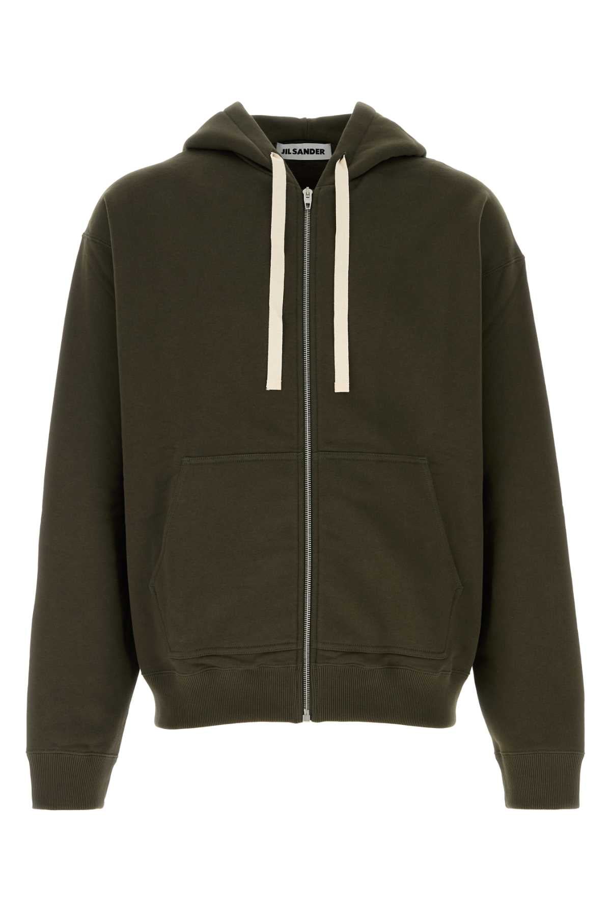 Jil Sander Zip up sweatshirt w/hoodie - pnt