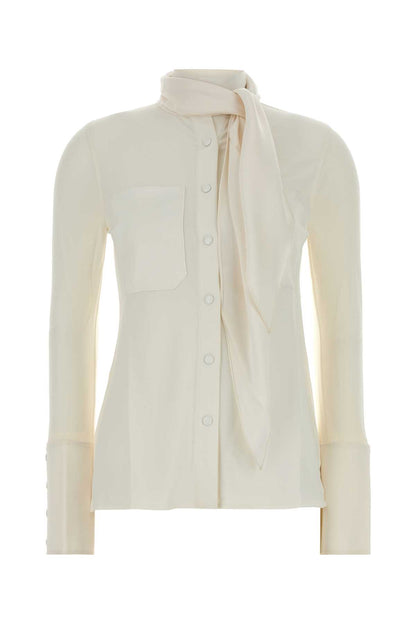 SATIN SCARF COLLAR JERSEY SHIRT SHIRTS