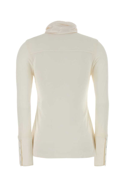 SATIN SCARF COLLAR JERSEY SHIRT SHIRTS