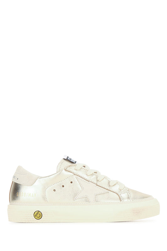 Golden Goose Kids May laminated upper suede star and heel