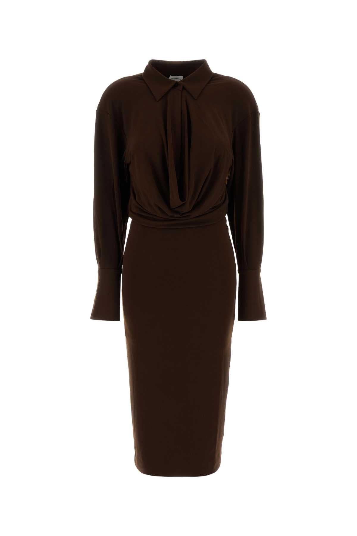 LILIA MIDI DRESS - DEEP V COLLAR MIDI DRESS DRESSES