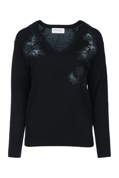 MAGLIA PIZZO SCOLLO A V KNITWEARS