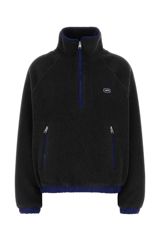 AMIHALFZIPPEDVAREUSEWITHNYLONDETAILS SWEATSHIRTS