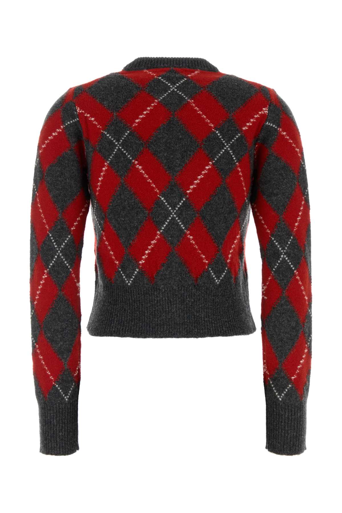 CREWNECKCARDIGANWITHAMIBOUCLETTEOVALPATCH KNITWEARS