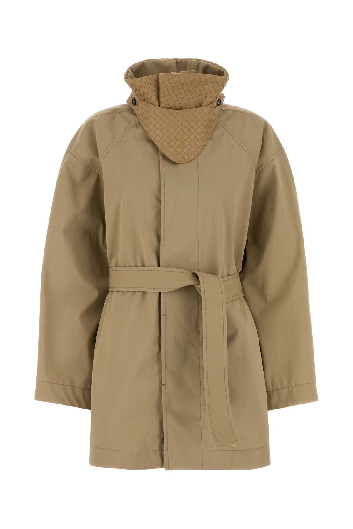 SHORT TRENCH LEATHER COLLAR INTRECCIO TRENCH COATS