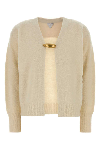 CARDIGAN IN BOUCLE CHIUSURA BROCHE ORO KNITWEARS