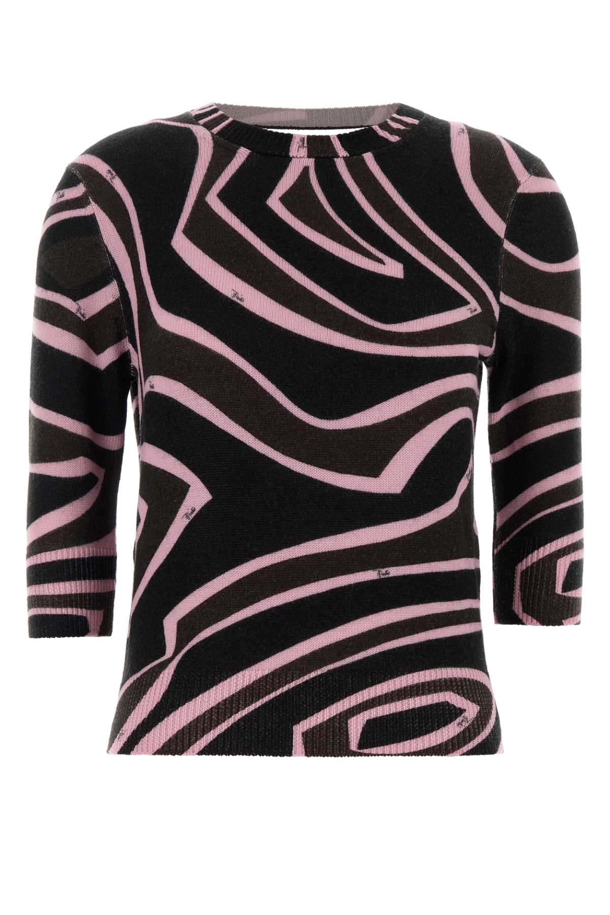 3/4 SLEEVE TOP - PRINTED - PRINTED WOOL KNITWEARS
