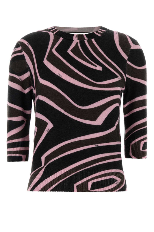 3/4 SLEEVE TOP - PRINTED - PRINTED WOOL KNITWEARS