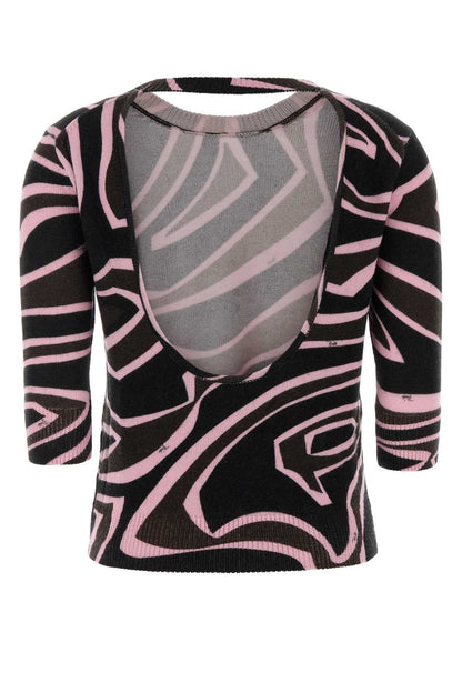 3/4 SLEEVE TOP - PRINTED - PRINTED WOOL KNITWEARS