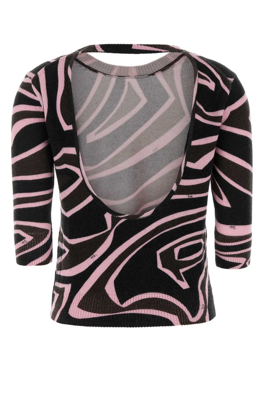 3/4 SLEEVE TOP - PRINTED - PRINTED WOOL KNITWEARS