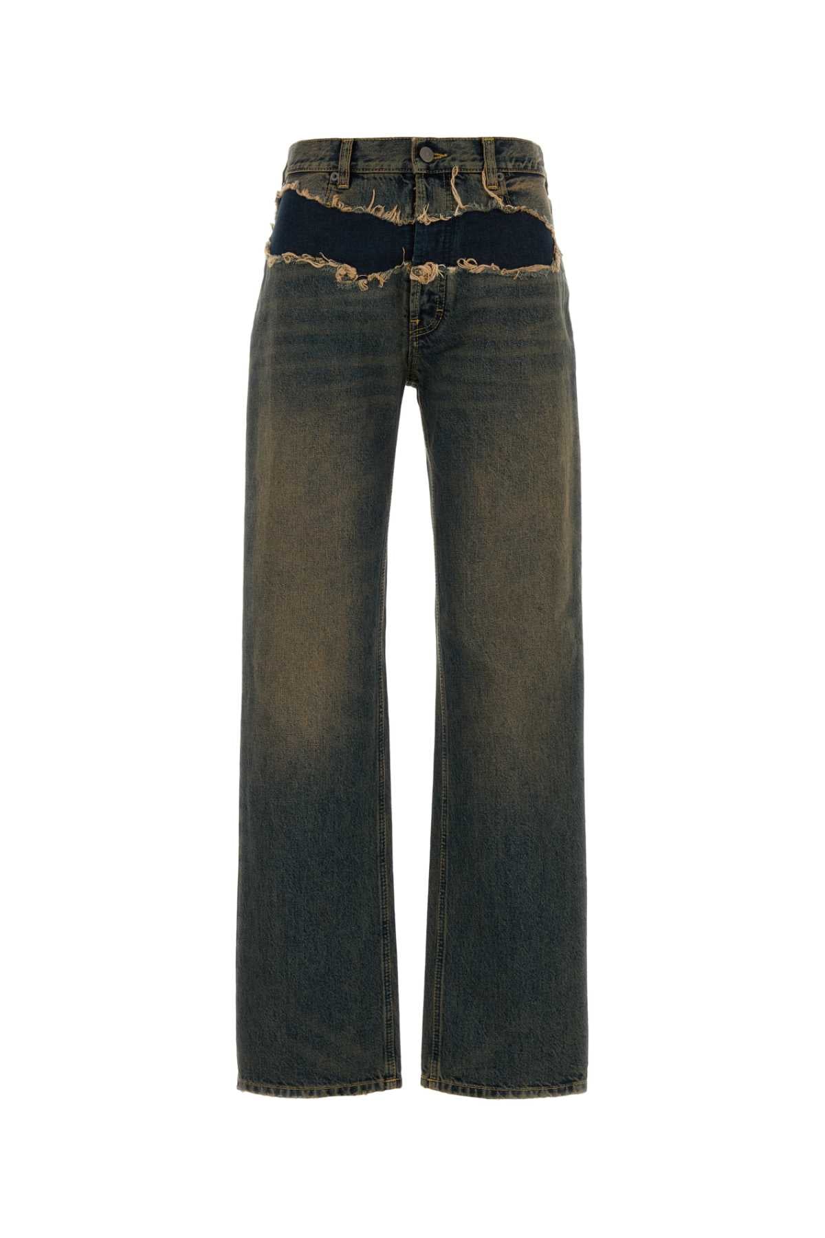 DISTRESSED DENIM TROUSERS JEANS
