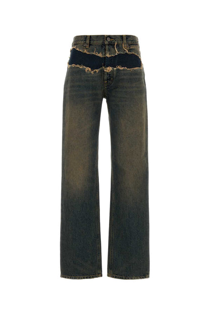 DISTRESSED DENIM TROUSERS JEANS