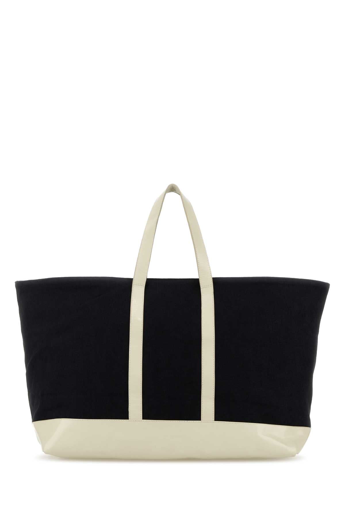 BIG TOTE BAG BLACK - BEIGE HANDBAGS
