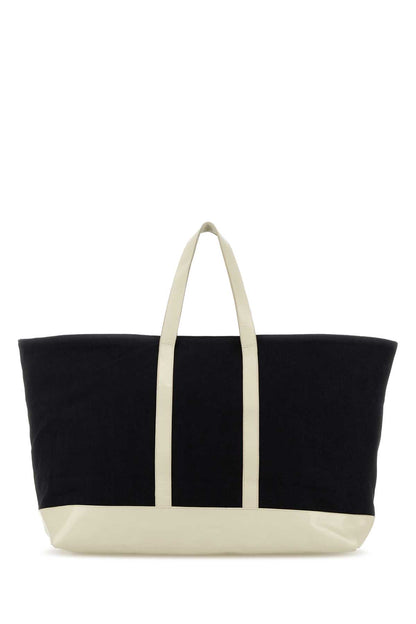 BIG TOTE BAG BLACK - BEIGE HANDBAGS