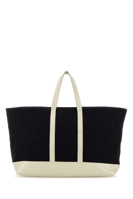 BIG TOTE BAG BLACK - BEIGE HANDBAGS