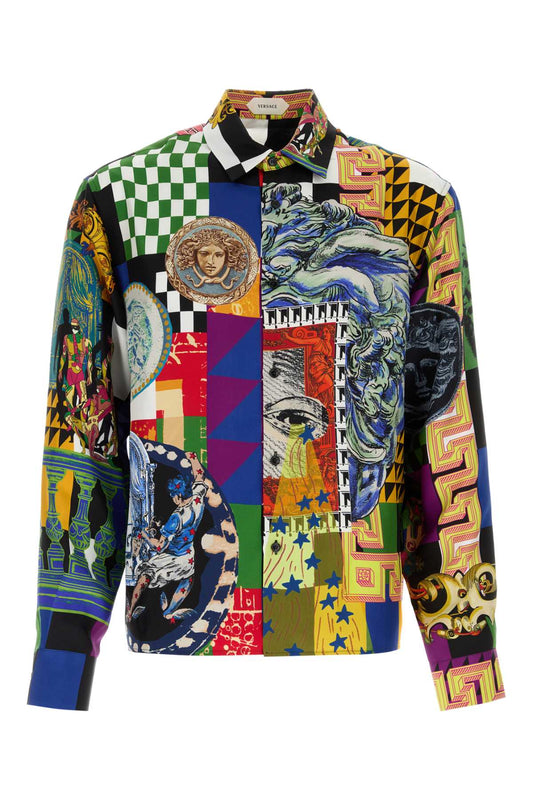 INFORMAL SHIRT SILK TWILL PRINT MEDUSA COLLAGE SHIRTS