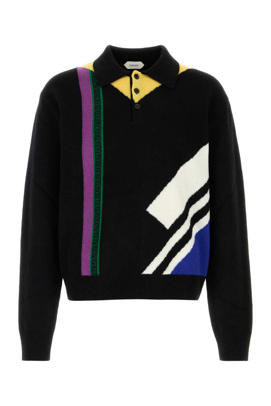 KNIT SWEATER FUTURIST INTARSIA POLO