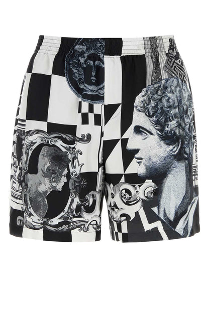 SHORTS SILK TWILL PRINT MEDUSA COLLAGE SHORTS
