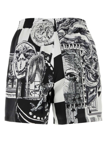 SHORTS SILK TWILL PRINT MEDUSA COLLAGE SHORTS