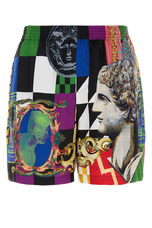 SHORTS SILK TWILL PRINT MEDUSA COLLAGE SHORTS