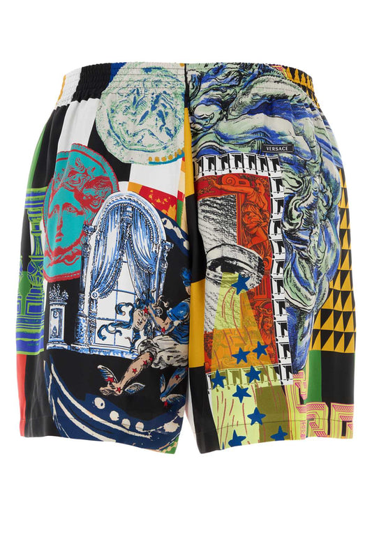SHORTS SILK TWILL PRINT MEDUSA COLLAGE SHORTS