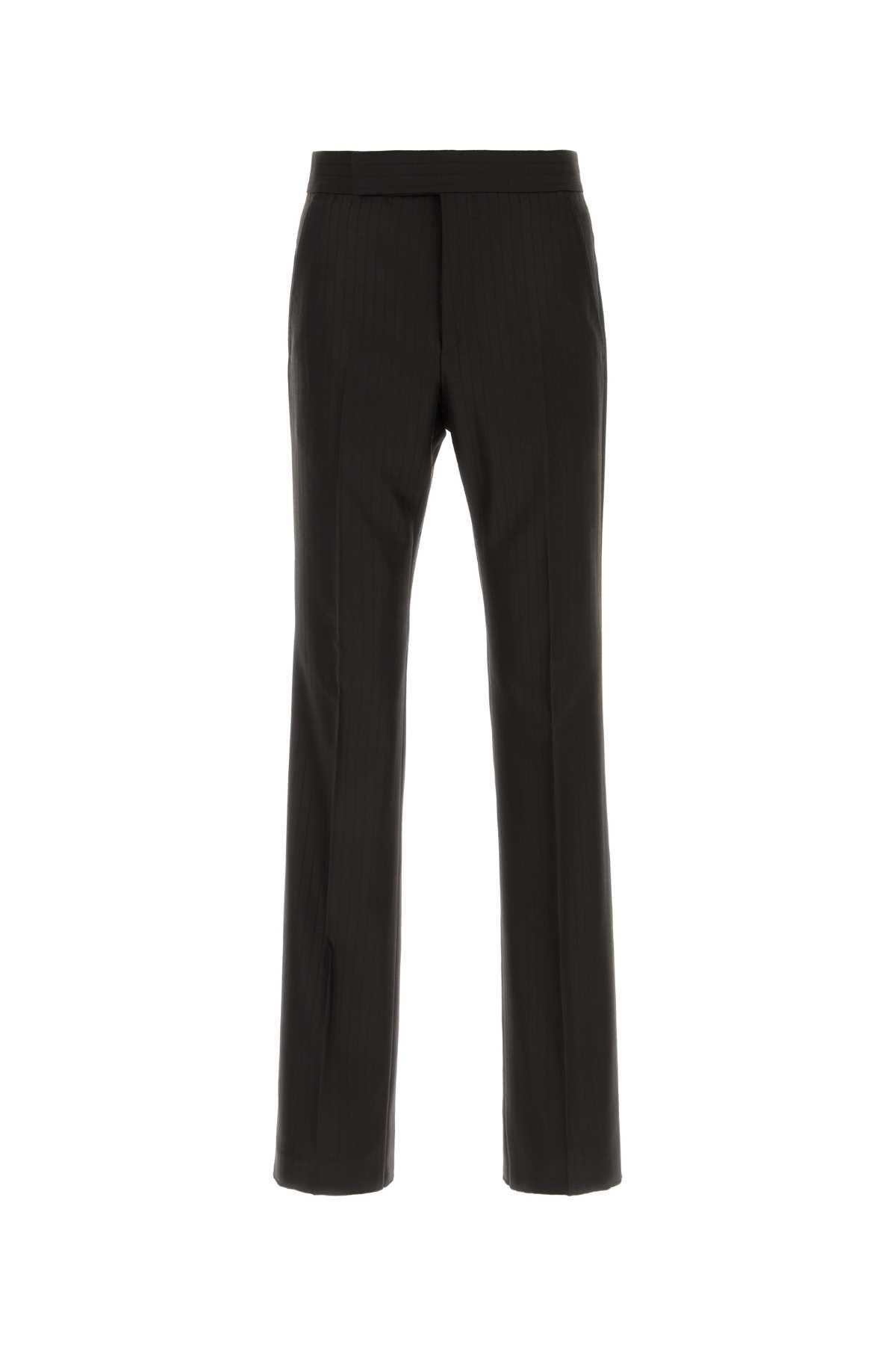 BROKEN TWILL SATIN STRIPE FLAT FRONT STRAIGHT PANT PANTS