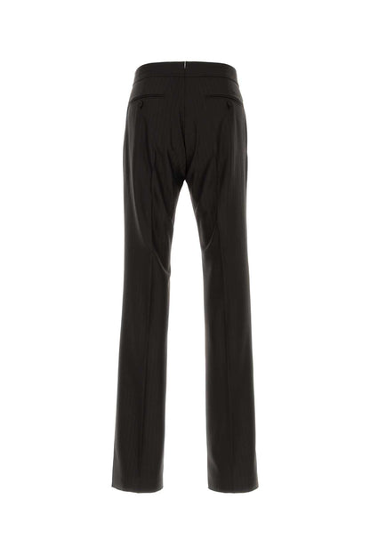 BROKEN TWILL SATIN STRIPE FLAT FRONT STRAIGHT PANT PANTS