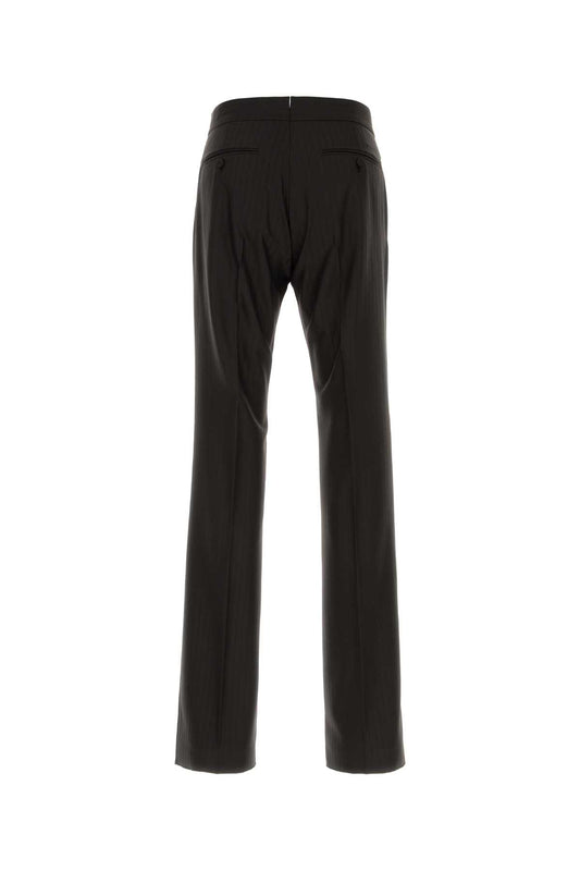 BROKEN TWILL SATIN STRIPE FLAT FRONT STRAIGHT PANT PANTS