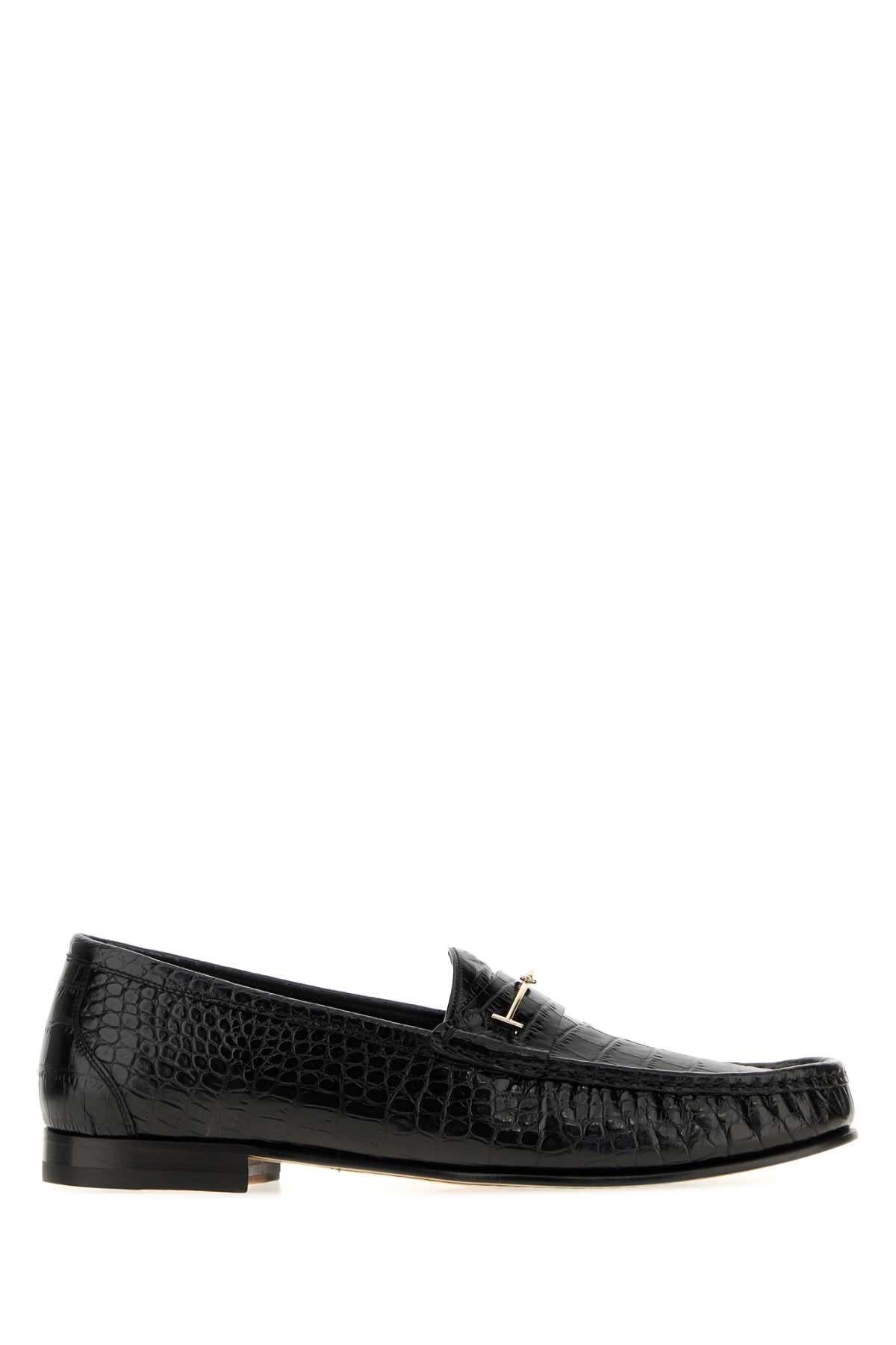 SHINY STAMPED CROC DOUBLE T HARDWARE OSCAR LOAFER LOAFERS