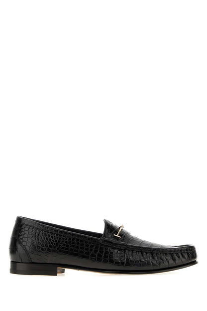 SHINY STAMPED CROC DOUBLE T HARDWARE OSCAR LOAFER LOAFERS