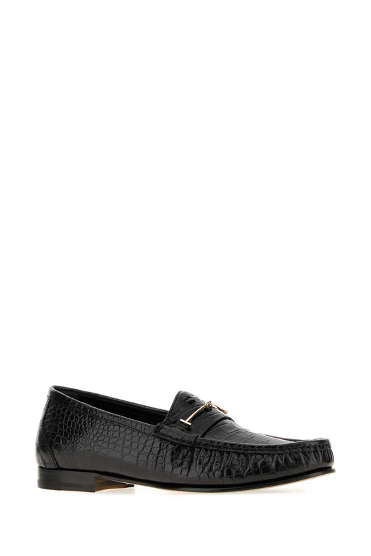 SHINY STAMPED CROC DOUBLE T HARDWARE OSCAR LOAFER LOAFERS