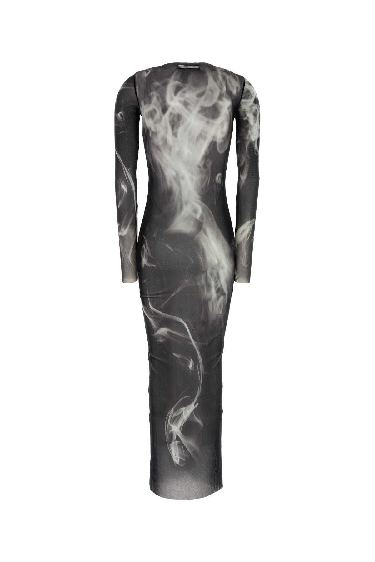 MESH LONG DRESS PRINTED "SMOKING WOMEN" DRESSES