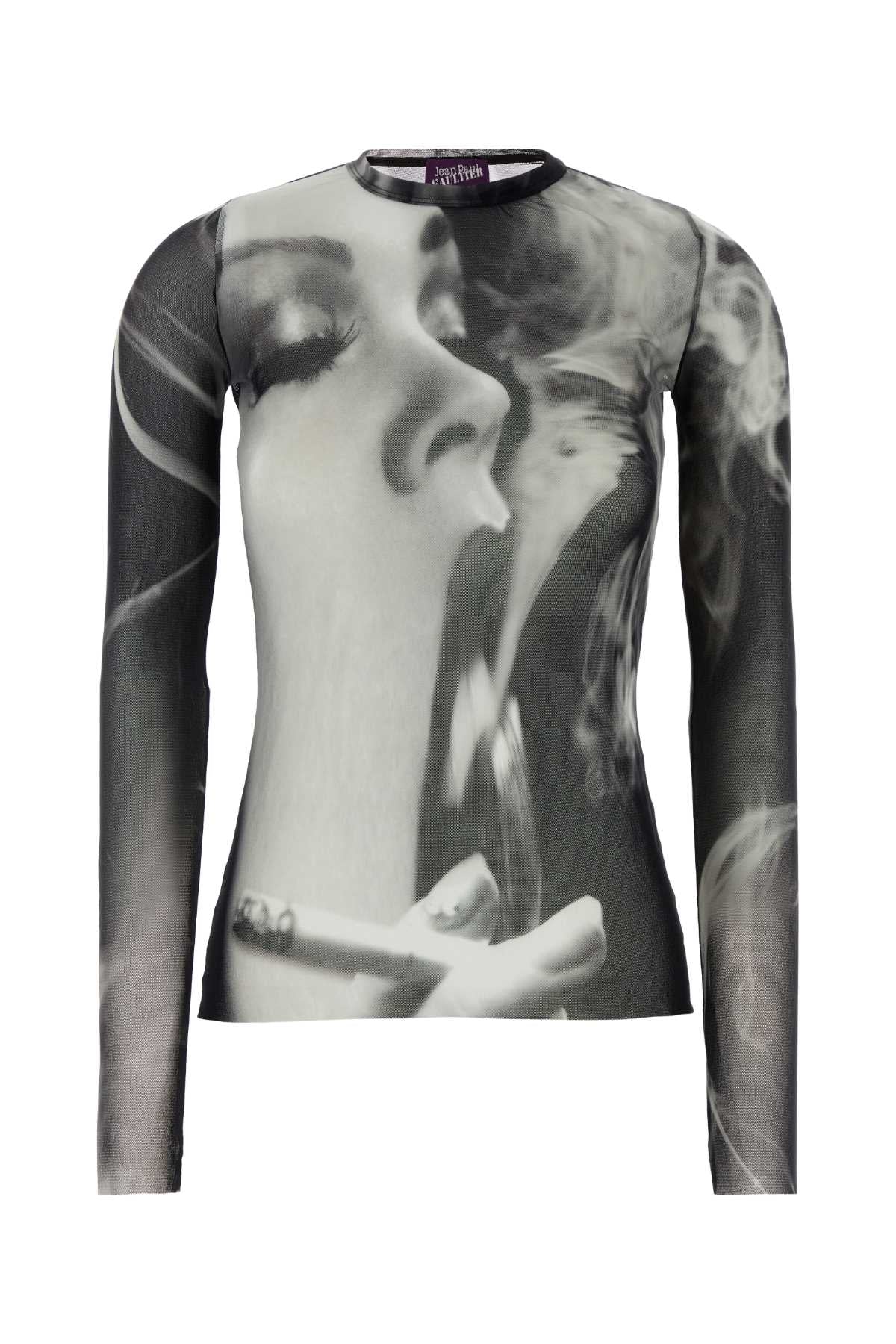 MESH LONG SLEEVES TOP PRINTED "SMOKING WOMEN" TOPS