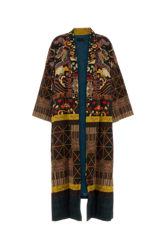 DRAGON AND PHOENIX PRINTED LONG ROBE BLAZERS AND VESTS