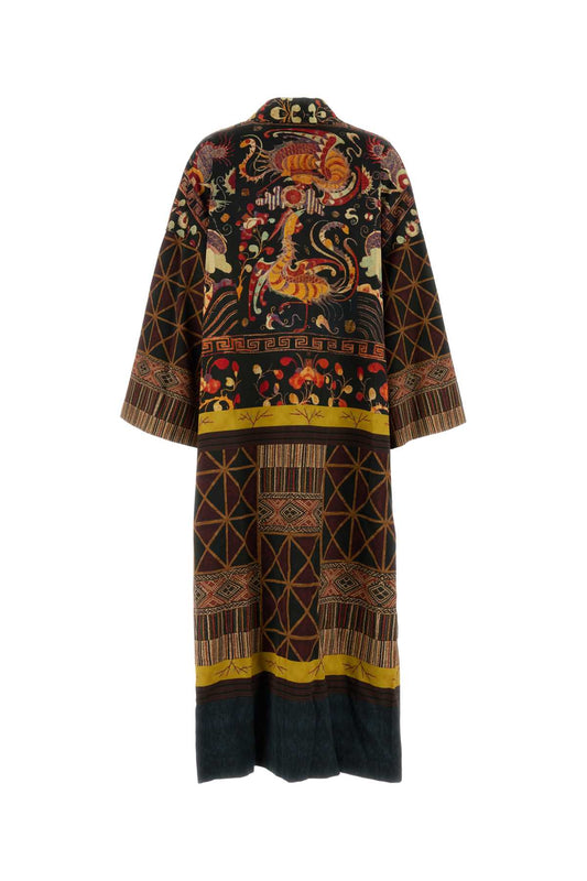 DRAGON AND PHOENIX PRINTED LONG ROBE BLAZERS AND VESTS